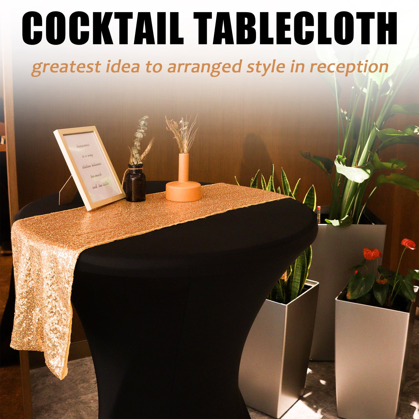 SUNTQ Cocktail Tablecloth 32x43 Inches 2 Pack,Spandex Stretch Table Cover for Highboy Cocktail Tables, Fitted Square Corners Tablecloths for Wedding, Banquet and Party