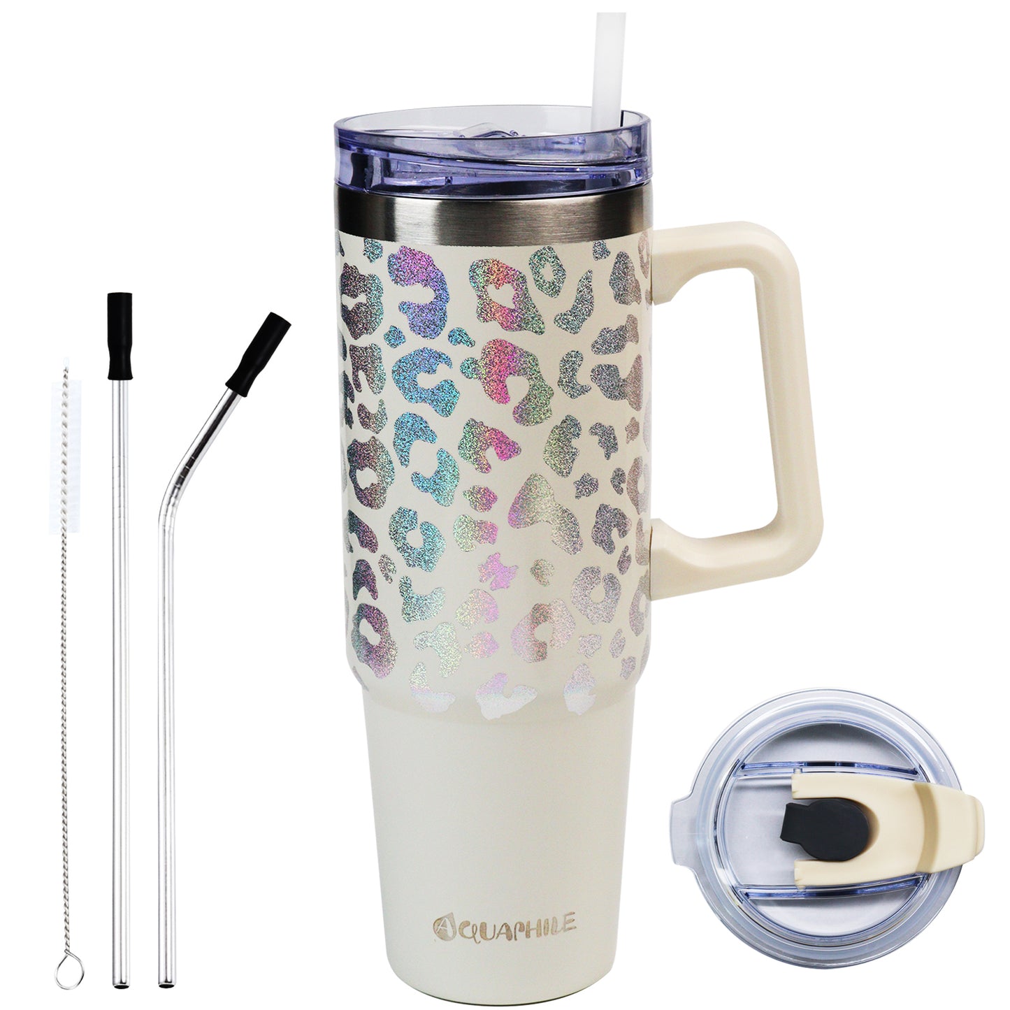 AQUAPHILE Tumbler with Handle, 35oz Insulated Coffee Mug with Leak-proof Lid and Straw, Stainless Steel Travel Mug for Hot or Cold Drinks