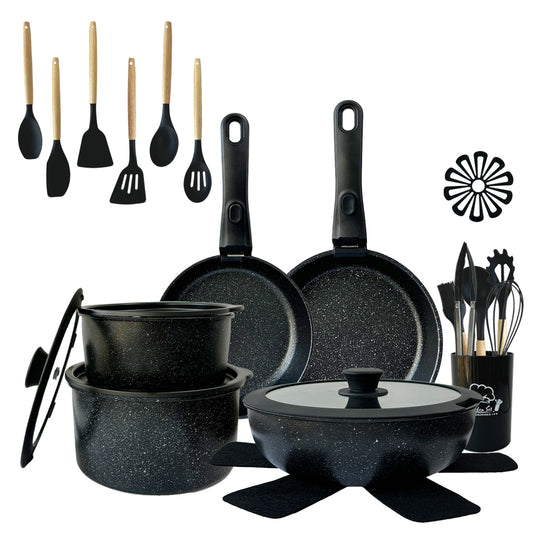 AQUAPHILE 31/35-piece kitchen non stick cookware set, including baking tools set, stackable, suitable for dishwasher and steamer