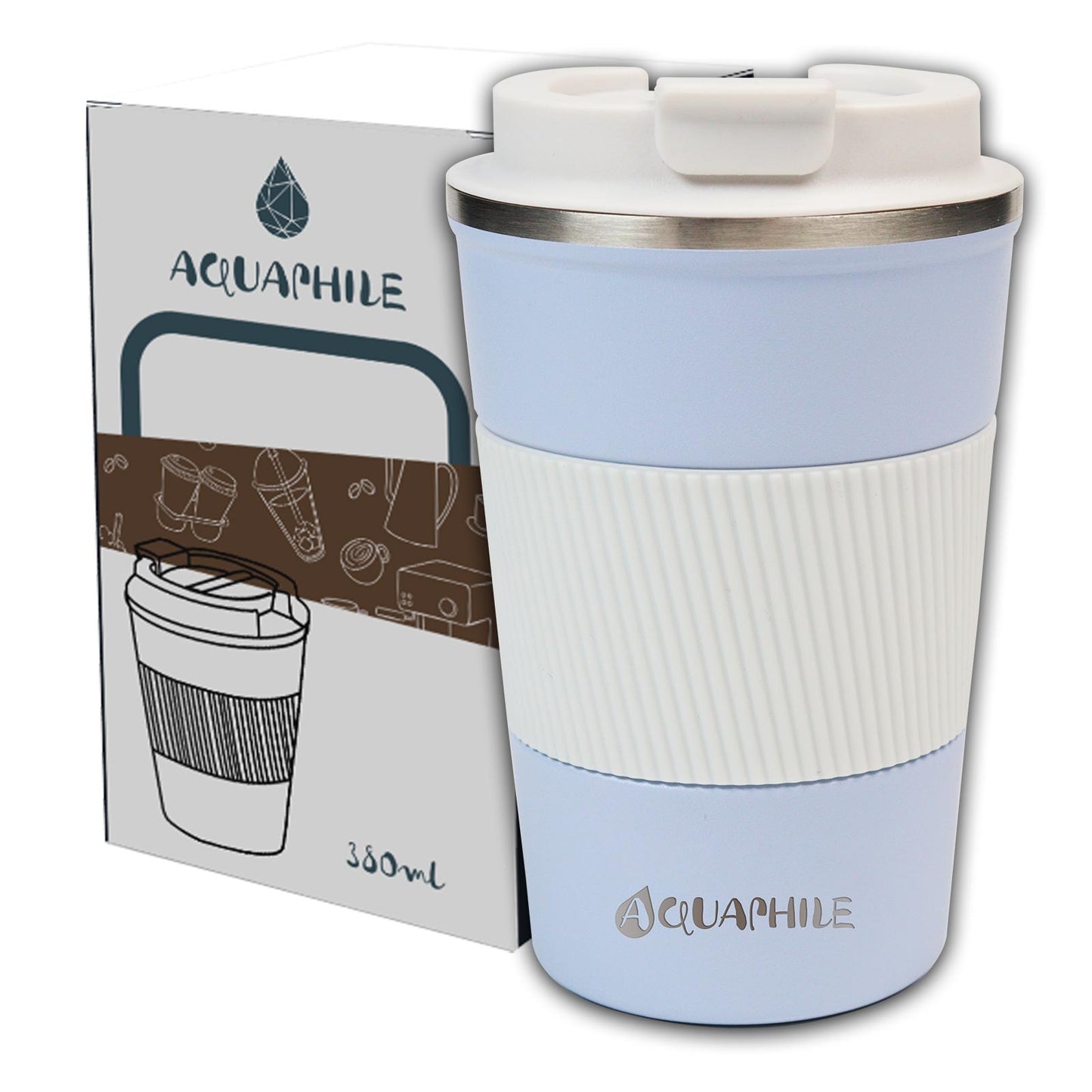 Aquaphile Vacuum Insulated Coffee Travel Mug Double Walled Reusable Tumbler Cups