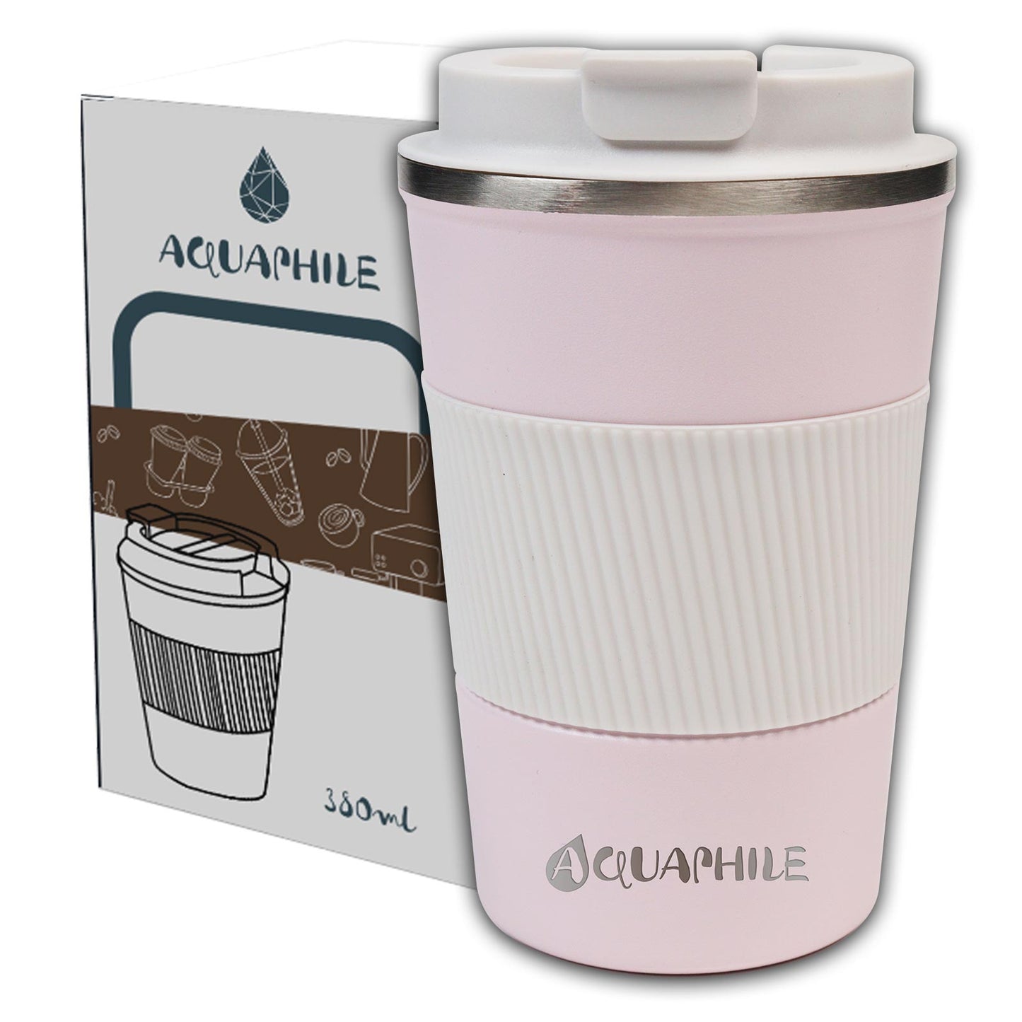 Aquaphile Vacuum Insulated Coffee Travel Mug Double Walled Reusable Tumbler Cups