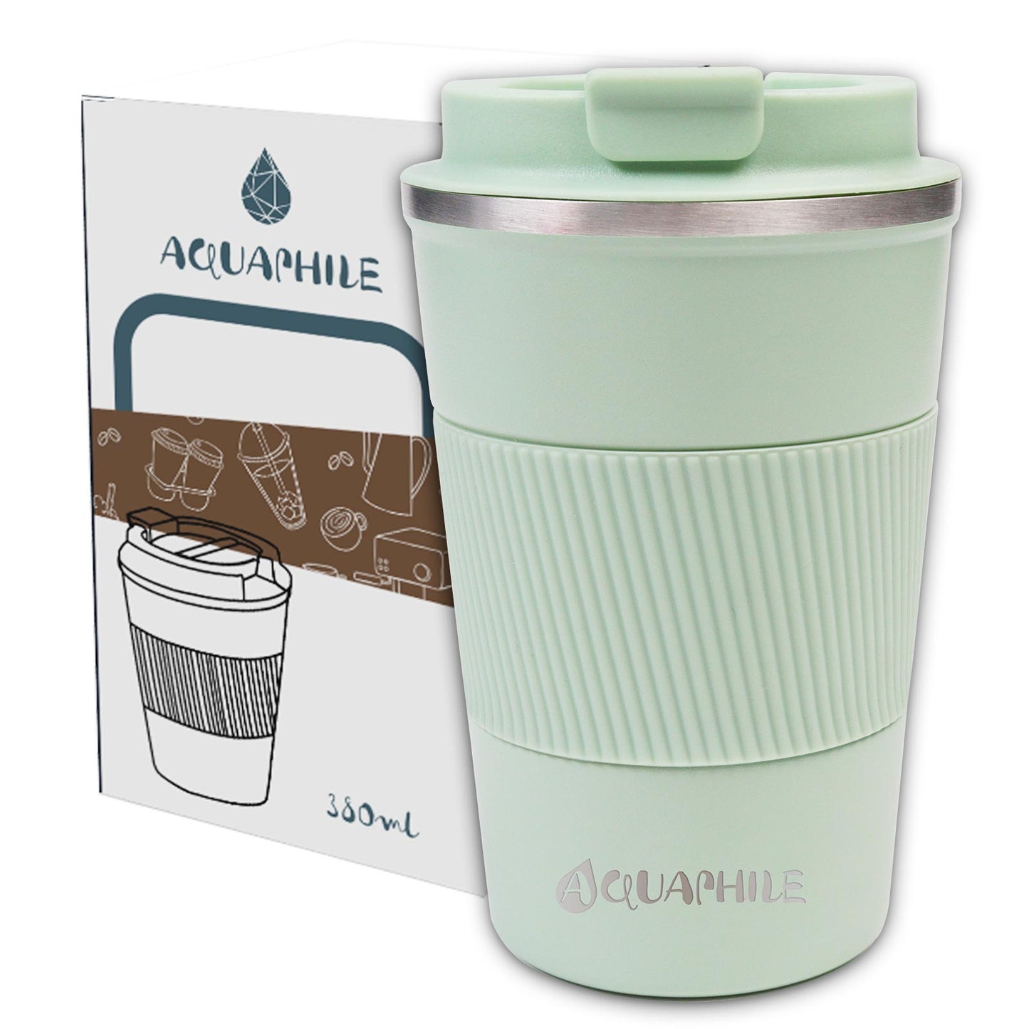 Aquaphile Vacuum Insulated Coffee Travel Mug Double Walled Reusable Tumbler Cups