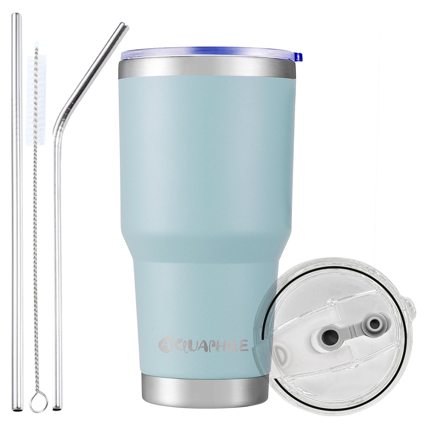 AQUAPHILE 30 oz Tumbler with Lid and Straw, Stainless Steel Vacuum Insulated Water Coffee Tumbler Cup, Double Wall Powder Coated Spill-Proof Travel Mug Thermal Cup