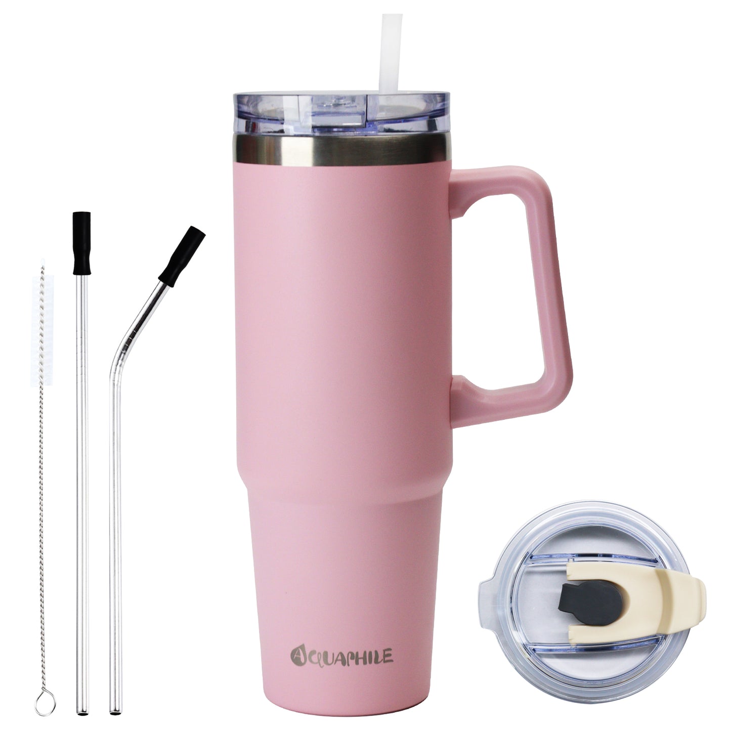 AQUAPHILE Tumbler with Handle, 35oz Insulated Coffee Mug with Leak-proof Lid and Straw, Stainless Steel Travel Mug for Hot or Cold Drinks