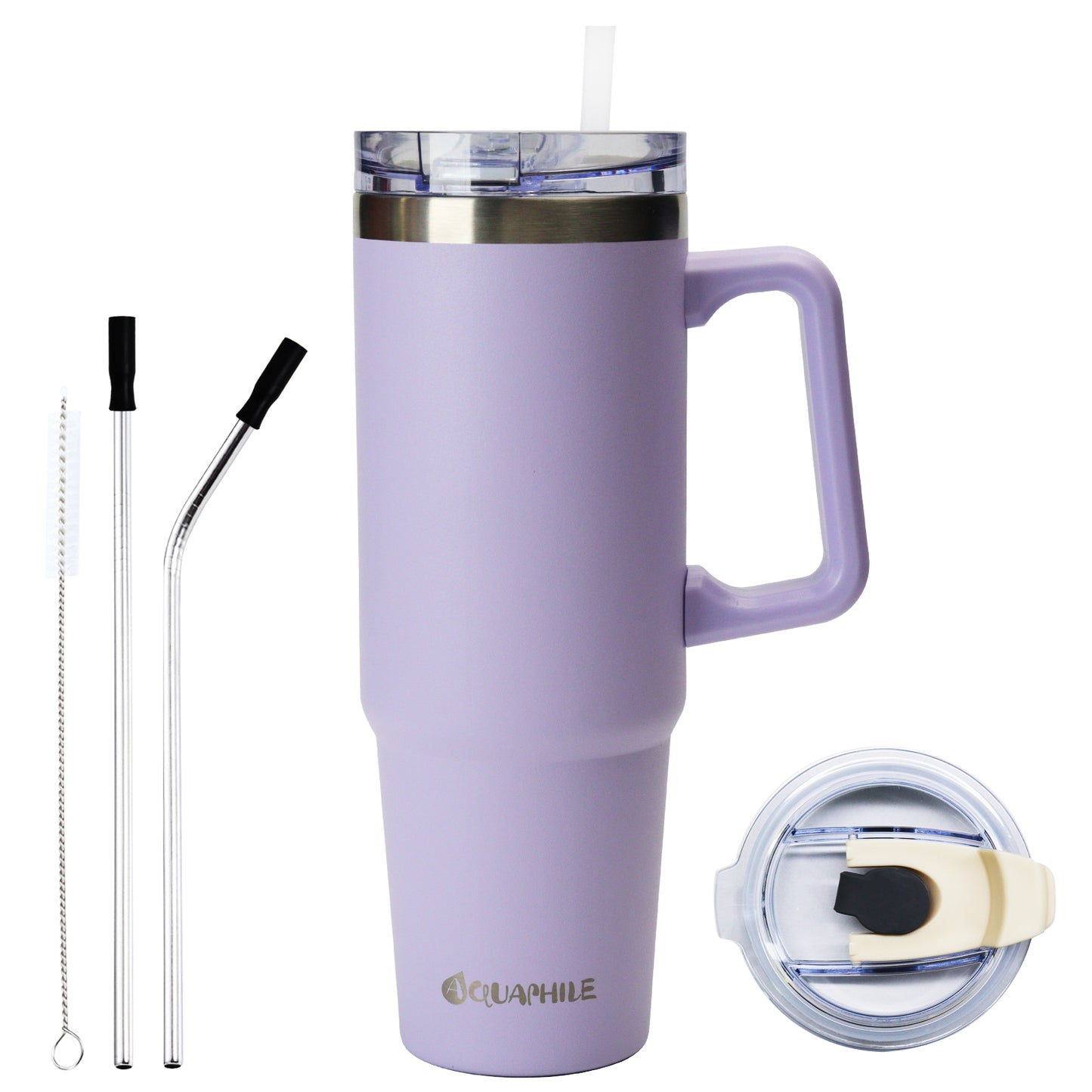 AQUAPHILE Tumbler with Handle, 35oz Insulated Coffee Mug with Leak-proof Lid and Straw, Stainless Steel Travel Mug for Hot or Cold Drinks