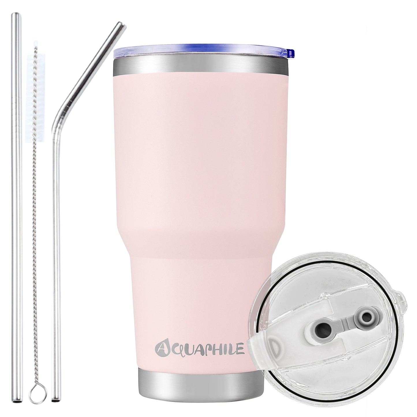AQUAPHILE 30 oz Tumbler with Lid and Straw, Stainless Steel Vacuum Insulated Water Coffee Tumbler Cup, Double Wall Powder Coated Spill-Proof Travel Mug Thermal Cup