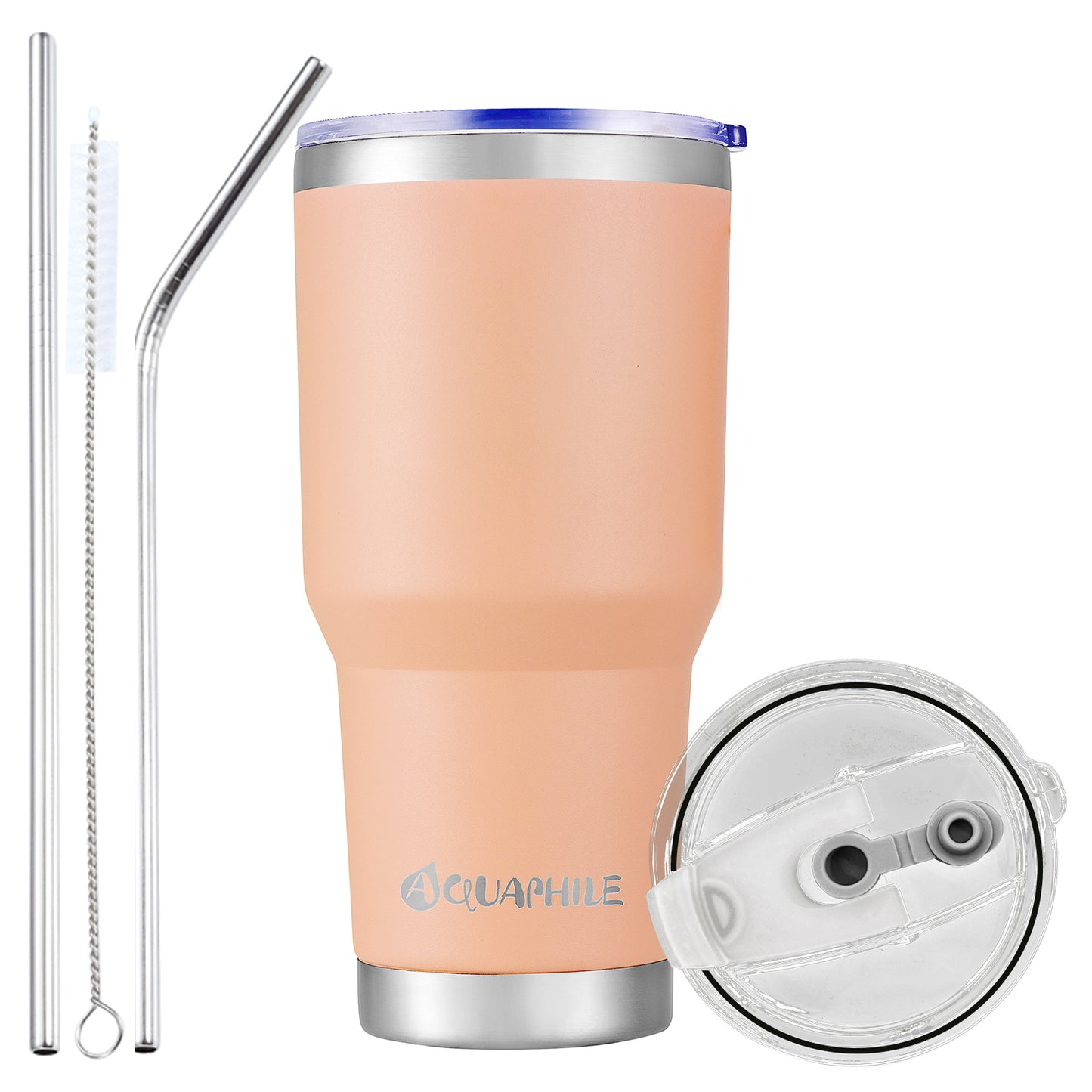 AQUAPHILE 30 oz Tumbler with Lid and Straw, Stainless Steel Vacuum Insulated Water Coffee Tumbler Cup, Double Wall Powder Coated Spill-Proof Travel Mug Thermal Cup