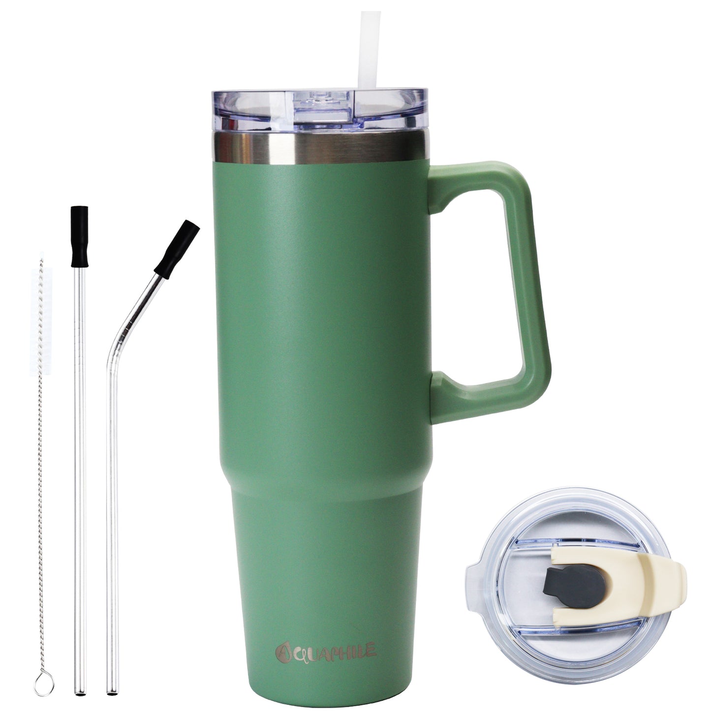 AQUAPHILE Tumbler with Handle, 35oz Insulated Coffee Mug with Leak-proof Lid and Straw, Stainless Steel Travel Mug for Hot or Cold Drinks