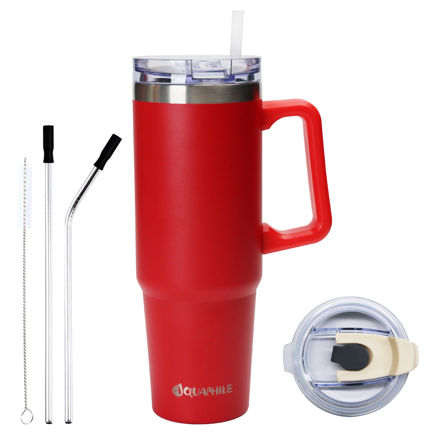 AQUAPHILE Tumbler with Handle, 35oz Insulated Coffee Mug with Leak-proof Lid and Straw, Stainless Steel Travel Mug for Hot or Cold Drinks