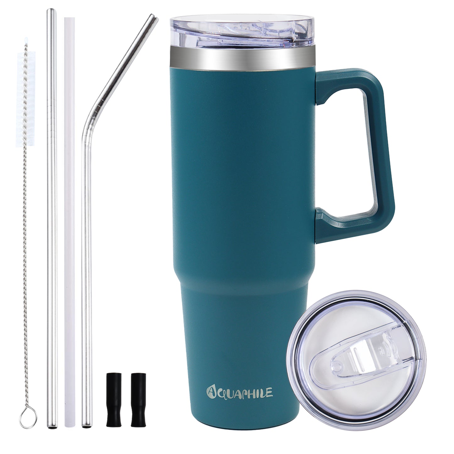 AQUAPHILE Tumbler with Handle, 35oz Insulated Coffee Mug with Leak-proof Lid and Straw, Stainless Steel Travel Mug for Hot or Cold Drinks