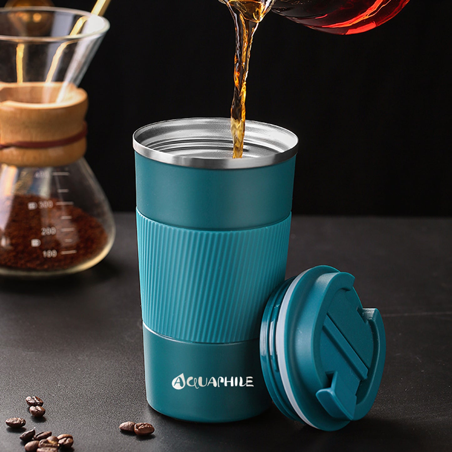 Aquaphile Vacuum Insulated Coffee Travel Mug Double Walled Reusable Tumbler Cups