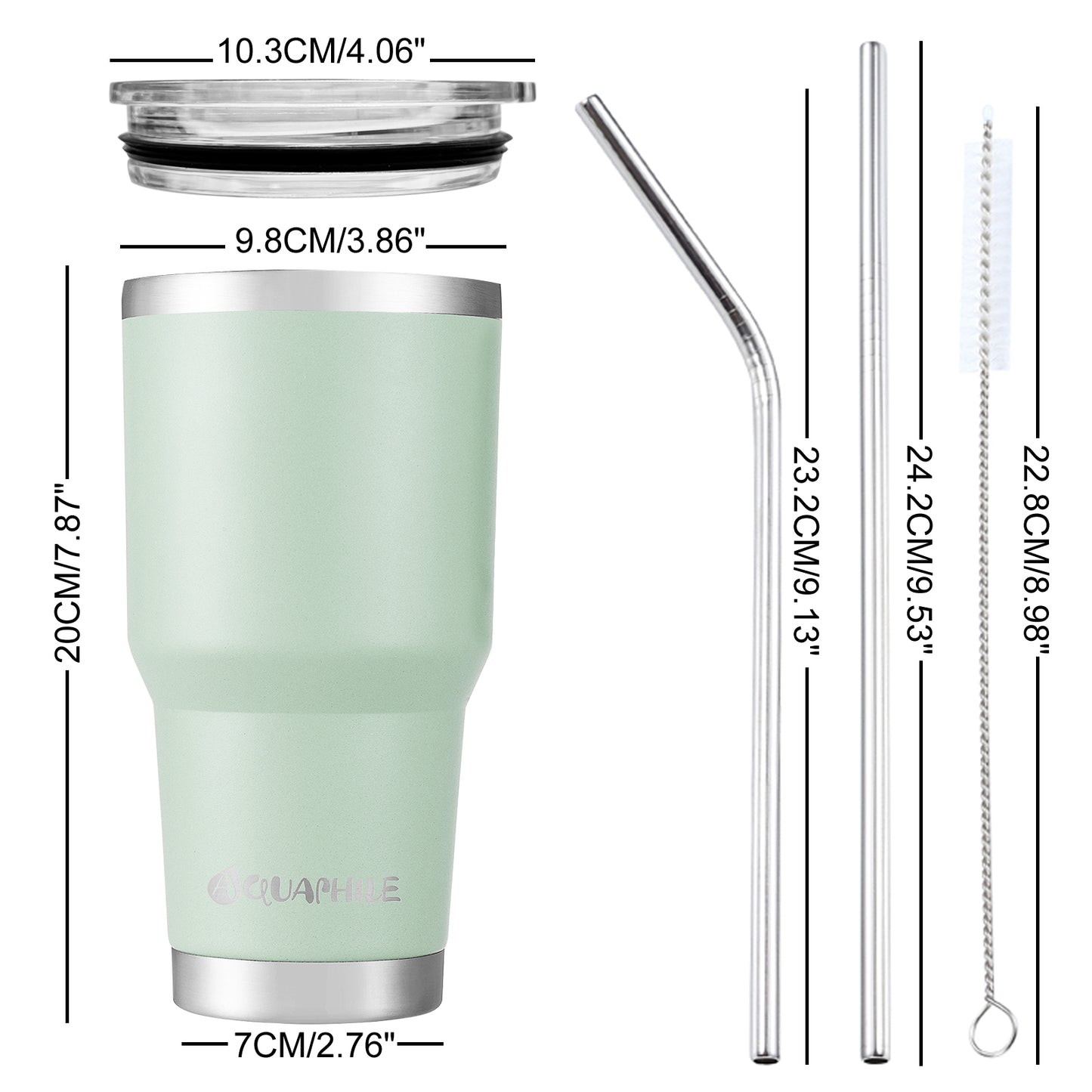 AQUAPHILE 30 oz Tumbler with Lid and Straw, Stainless Steel Vacuum Insulated Water Coffee Tumbler Cup, Double Wall Powder Coated Spill-Proof Travel Mug Thermal Cup