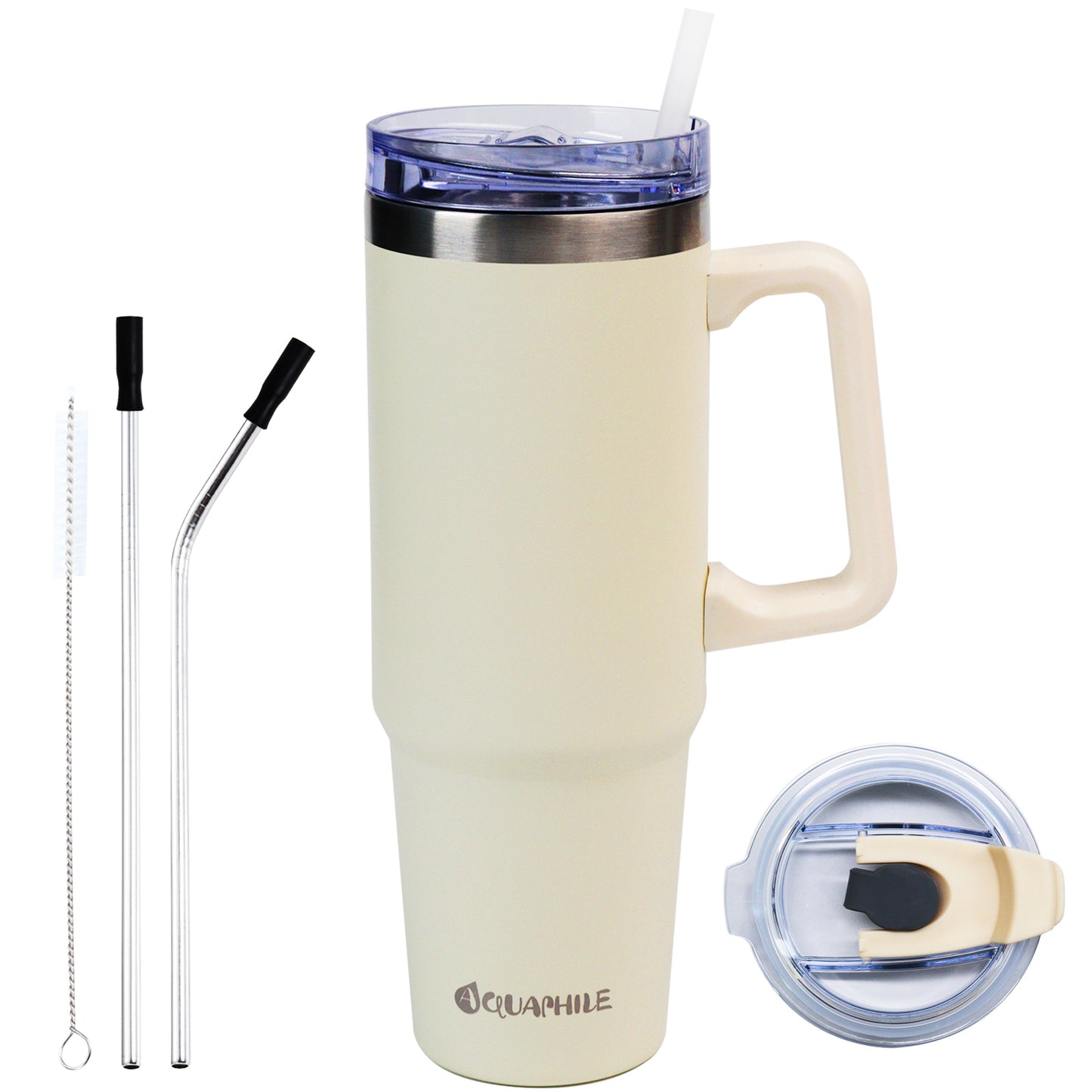 AQUAPHILE Tumbler with Handle, 35oz Insulated Coffee Mug with Leak-proof Lid and Straw, Stainless Steel Travel Mug for Hot or Cold Drinks