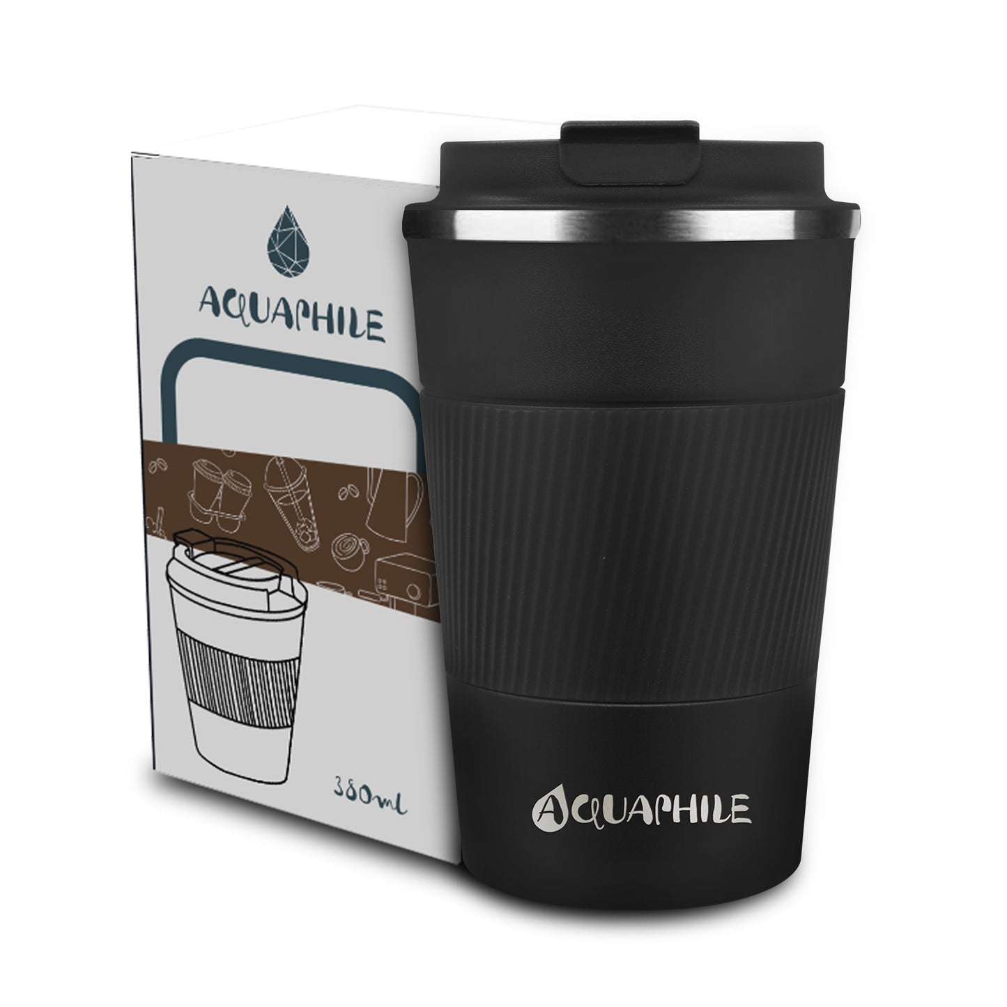 Aquaphile Vacuum Insulated Coffee Travel Mug Double Walled Reusable Tumbler Cups