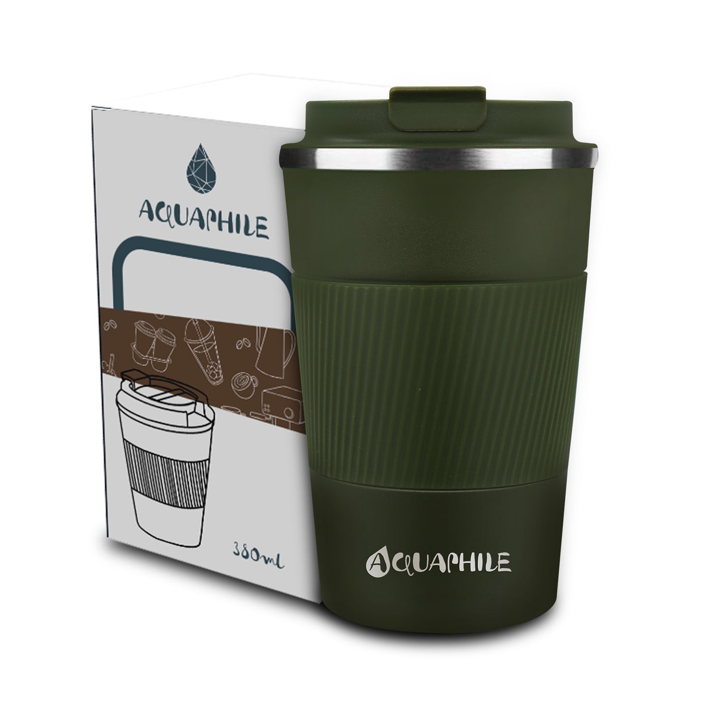 Aquaphile Vacuum Insulated Coffee Travel Mug Double Walled Reusable Tumbler Cups
