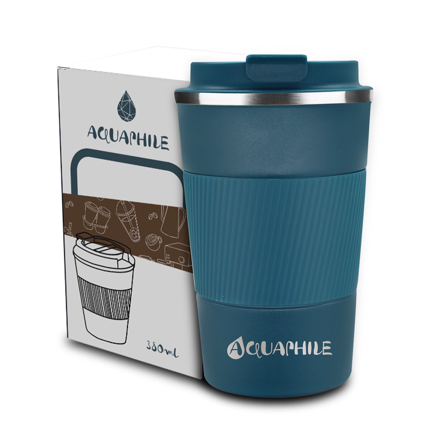 Aquaphile Vacuum Insulated Coffee Travel Mug Double Walled Reusable Tumbler Cups
