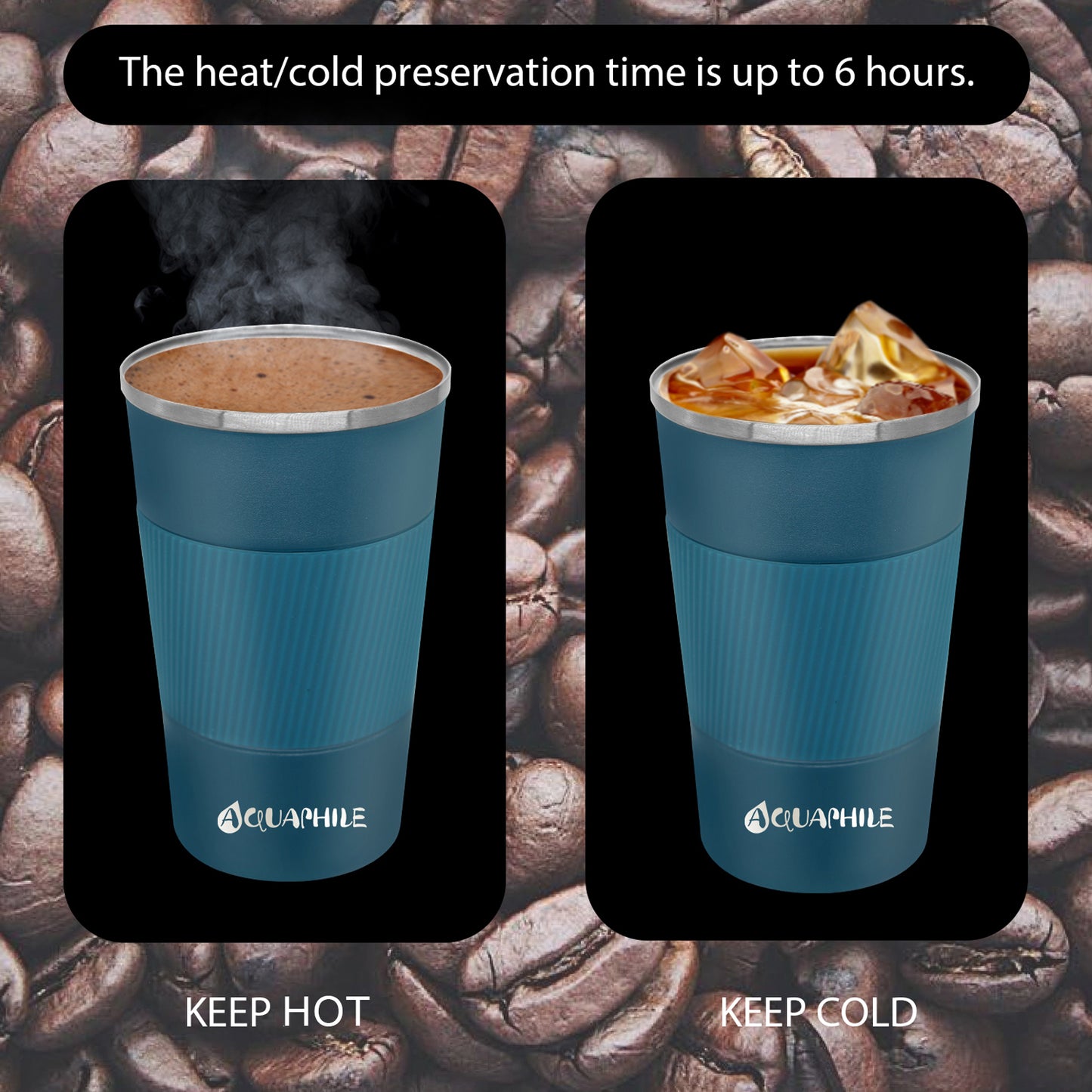Aquaphile Vacuum Insulated Coffee Travel Mug Double Walled Reusable Tumbler Cups