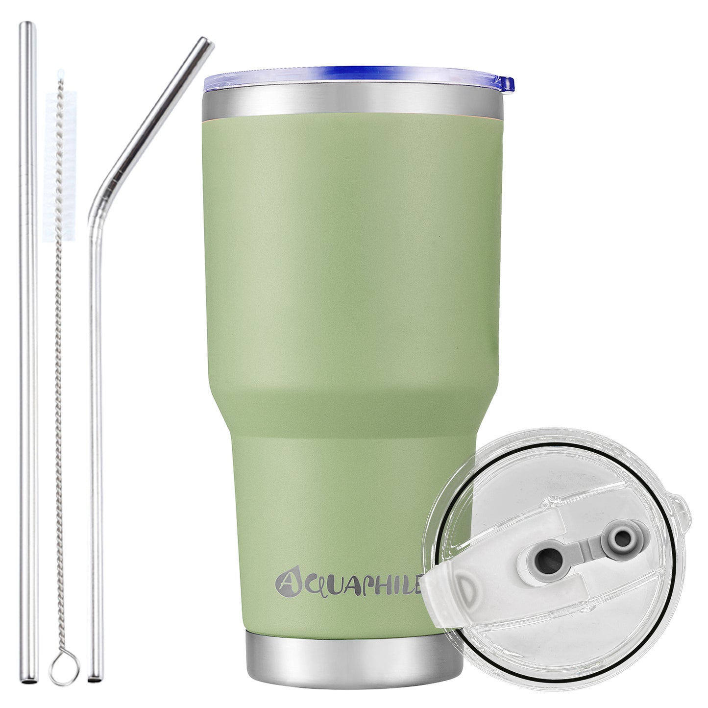 AQUAPHILE 30 oz Tumbler with Lid and Straw, Stainless Steel Vacuum Insulated Water Coffee Tumbler Cup, Double Wall Powder Coated Spill-Proof Travel Mug Thermal Cup