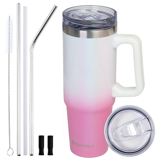 AQUAPHILE Tumbler with Handle, 35oz Insulated Coffee Mug with Leak-proof Lid and Straw, Stainless Steel Travel Mug for Hot or Cold Drinks