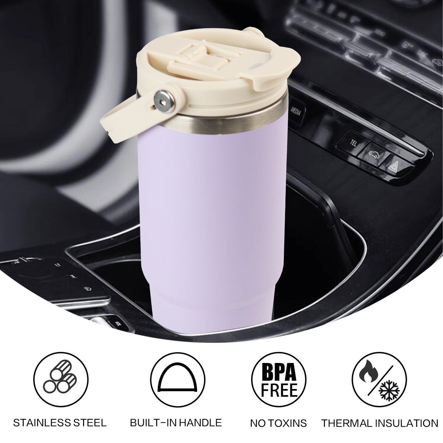 AQUAPHILE 20/30 oz Insulated Water Bottles with Straw Lid, Double Walled Vacuum Stainless Steel Travel Tumbler with Handle and Straw, Wide Mouth Thermos Bottle