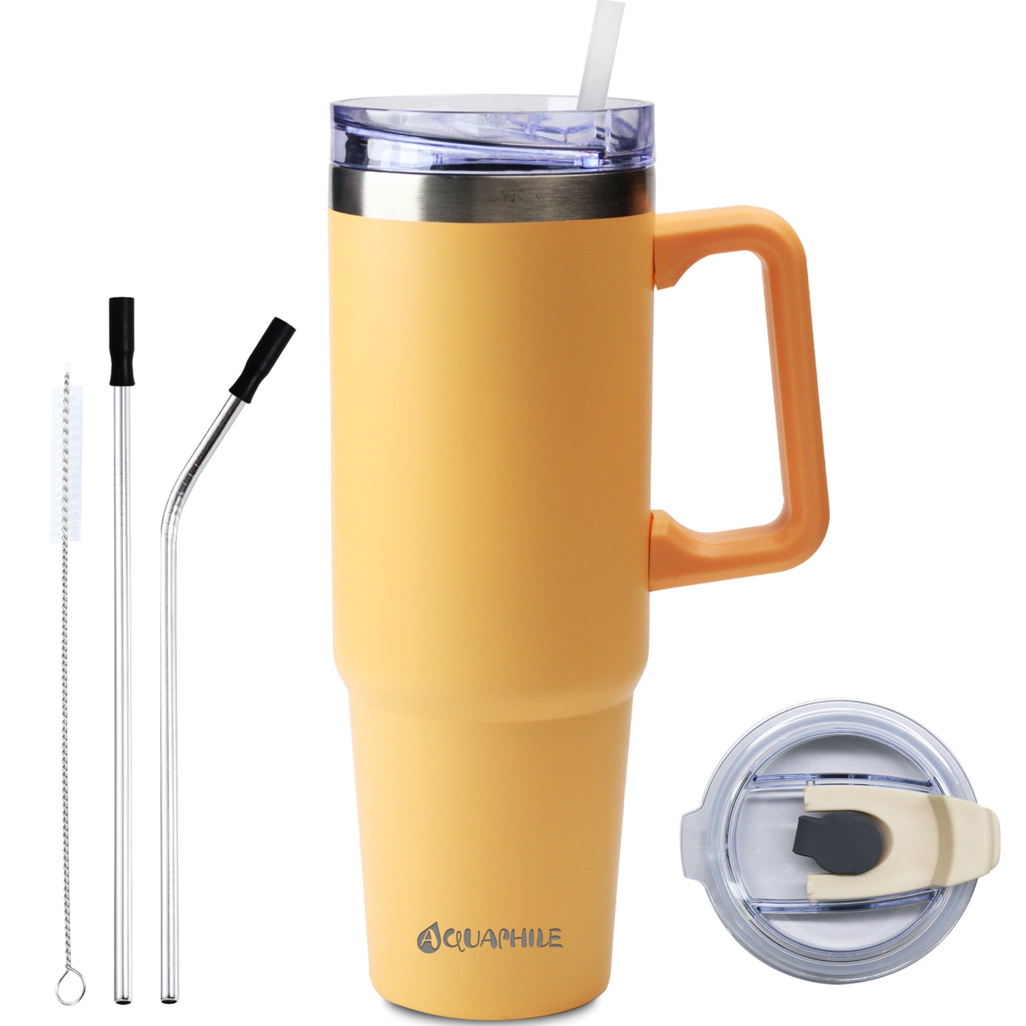 AQUAPHILE Tumbler with Handle, 35oz Insulated Coffee Mug with Leak-proof Lid and Straw, Stainless Steel Travel Mug for Hot or Cold Drinks