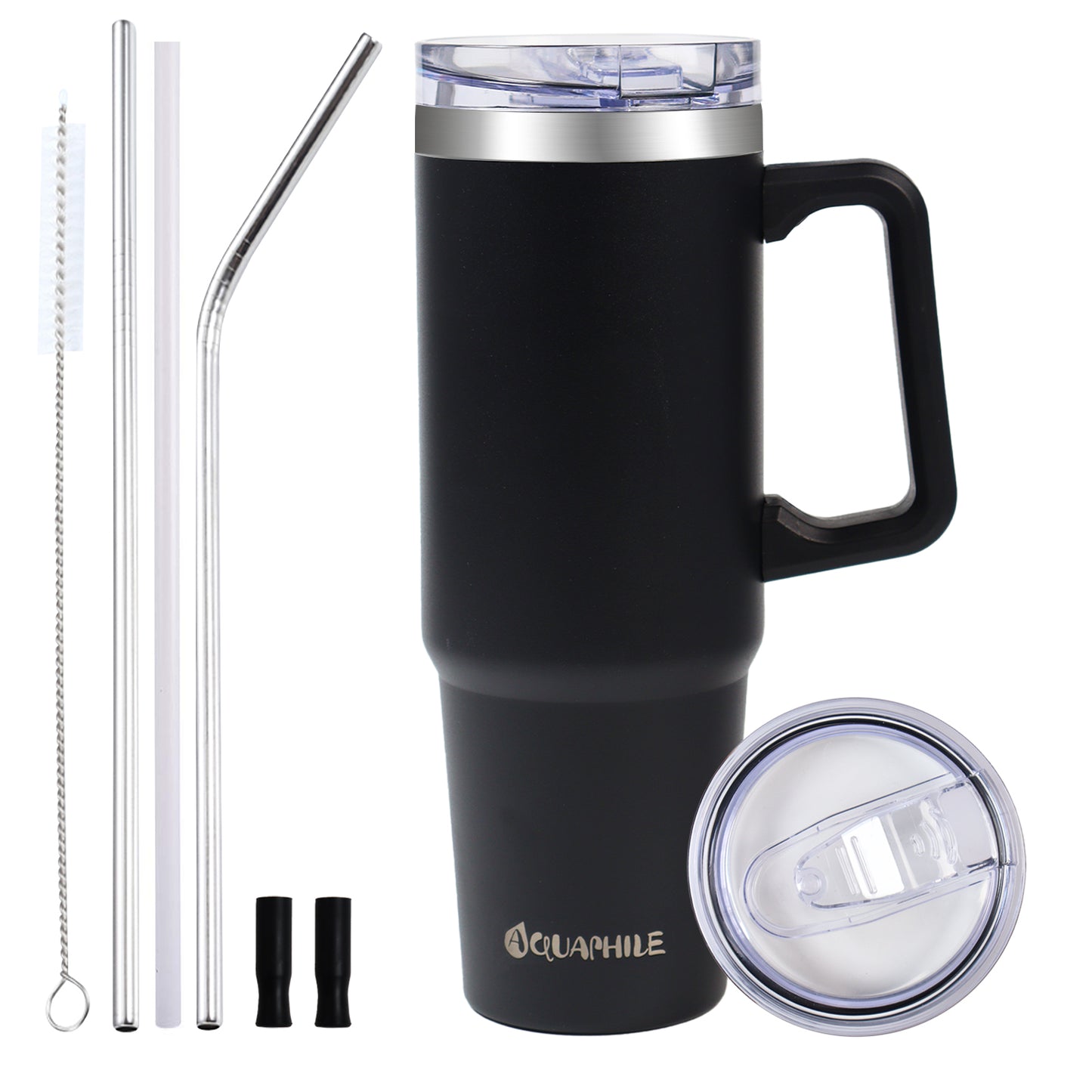 AQUAPHILE Tumbler with Handle, 35oz Insulated Coffee Mug with Leak-proof Lid and Straw, Stainless Steel Travel Mug for Hot or Cold Drinks