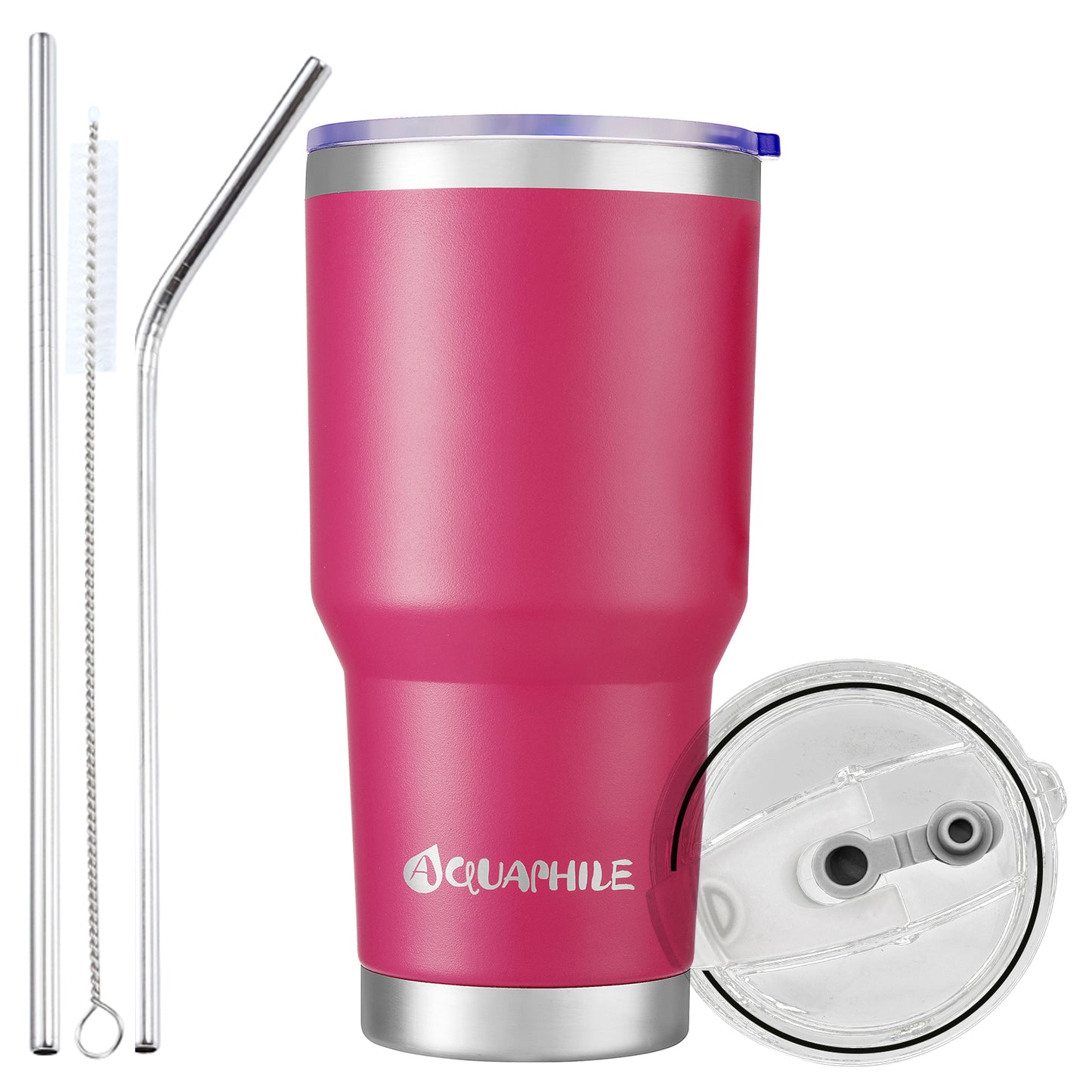 AQUAPHILE 30 oz Tumbler with Lid and Straw, Stainless Steel Vacuum Insulated Water Coffee Tumbler Cup, Double Wall Powder Coated Spill-Proof Travel Mug Thermal Cup