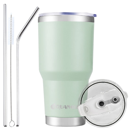 AQUAPHILE 30 oz Tumbler with Lid and Straw, Stainless Steel Vacuum Insulated Water Coffee Tumbler Cup, Double Wall Powder Coated Spill-Proof Travel Mug Thermal Cup