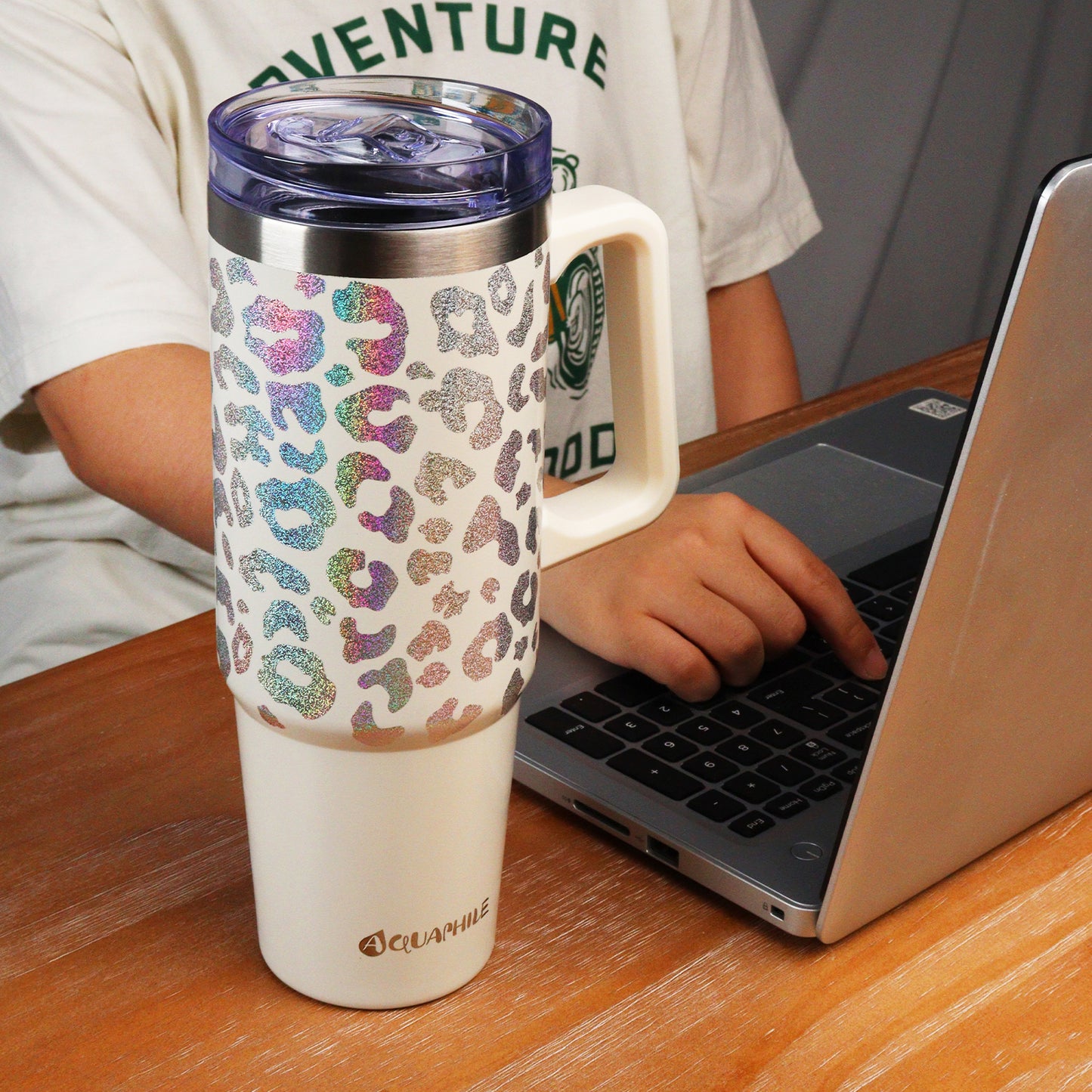 AQUAPHILE Tumbler with Handle, 35oz Insulated Coffee Mug with Leak-proof Lid and Straw, Stainless Steel Travel Mug for Hot or Cold Drinks