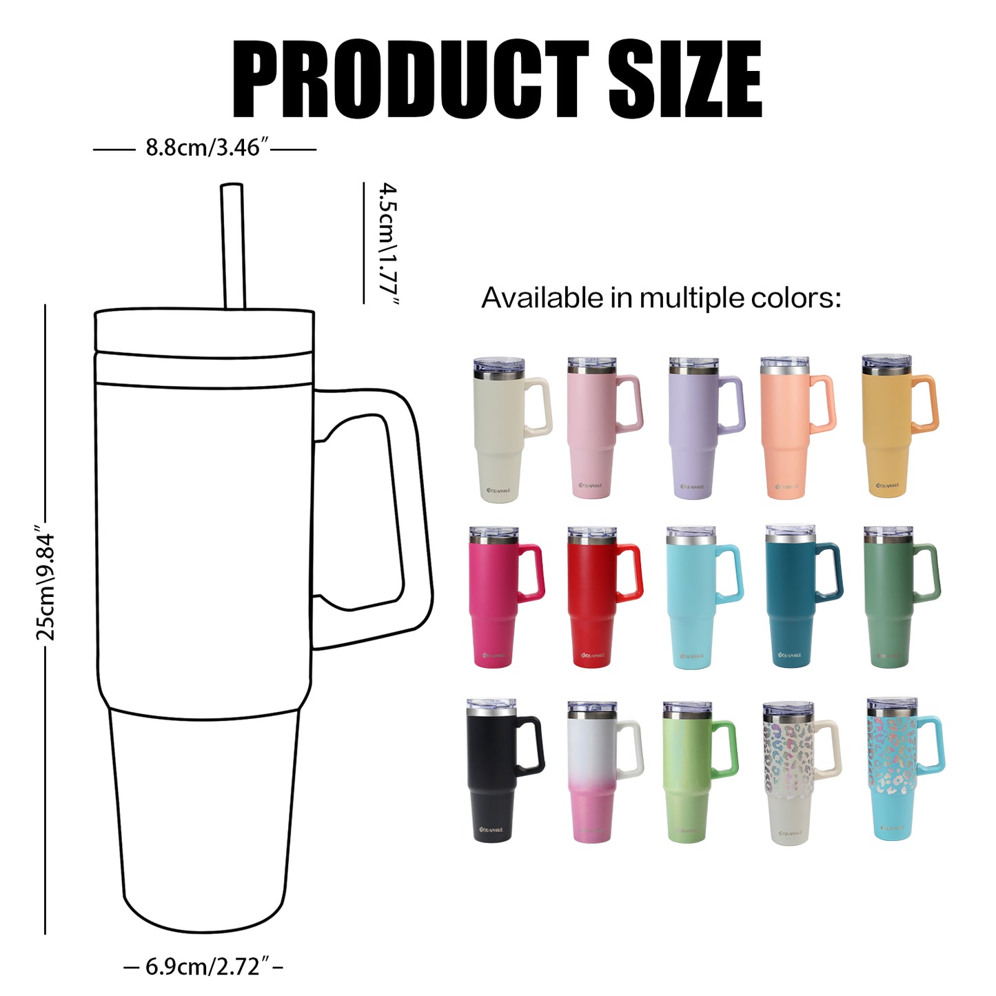 AQUAPHILE Tumbler with Handle, 35oz Insulated Coffee Mug with Leak-proof Lid and Straw, Stainless Steel Travel Mug for Hot or Cold Drinks
