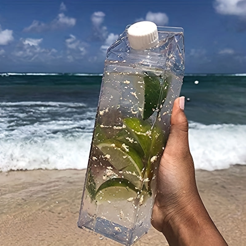 Large Capacity Milk Box Shaped Water Bottle, BPA Free Portable Transparent Square Milk Bottle For Home Kitchen, Outdoor Sports, Camping, Gym Fitness