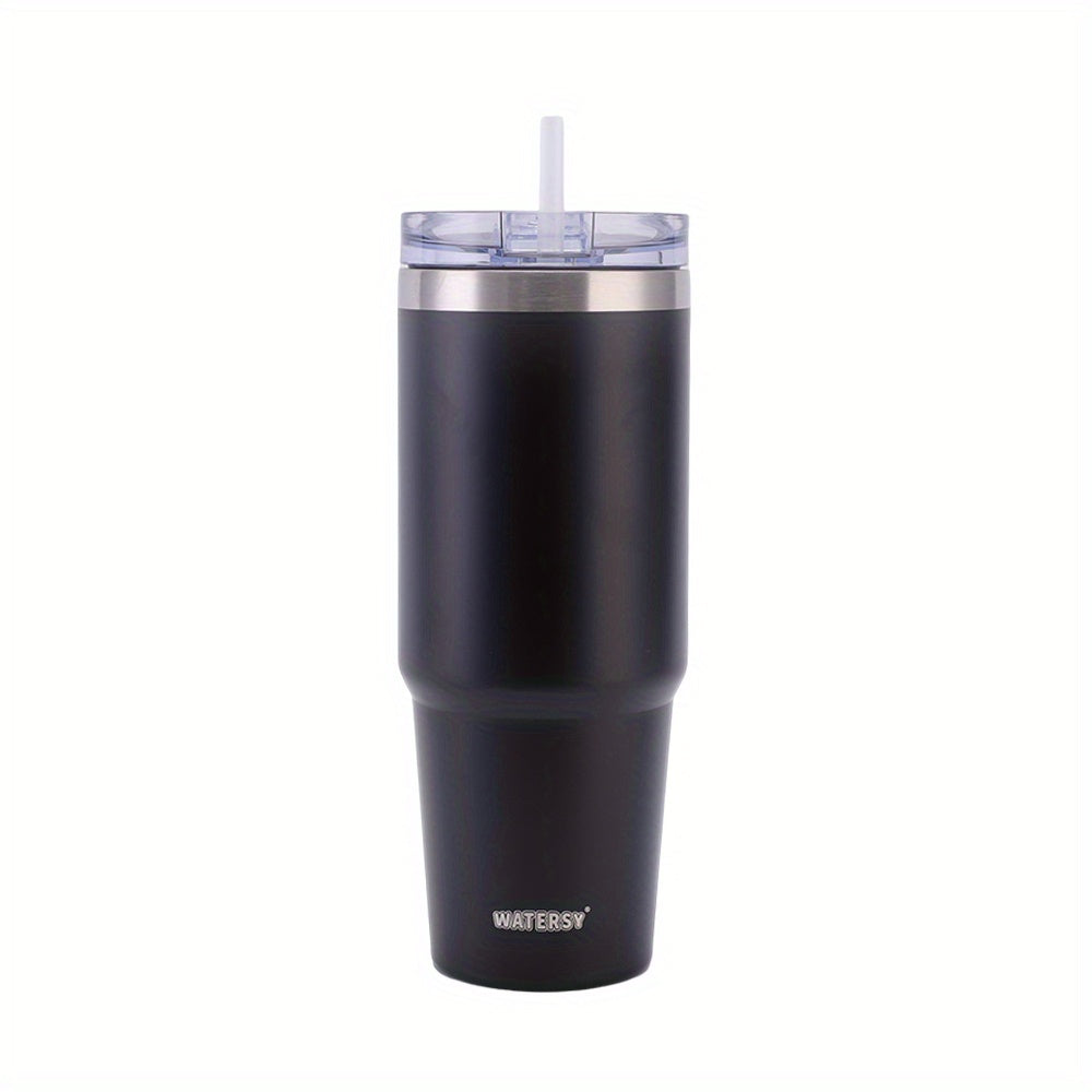 1pc Tumbler With Lid And Straw 30oz, Stainless Steel Insulated Tumbler Coffee Cup, Durable Double Wall Vacuum Travel Coffee Mug Thermal For Hot And Cold Drinks, Drinkware