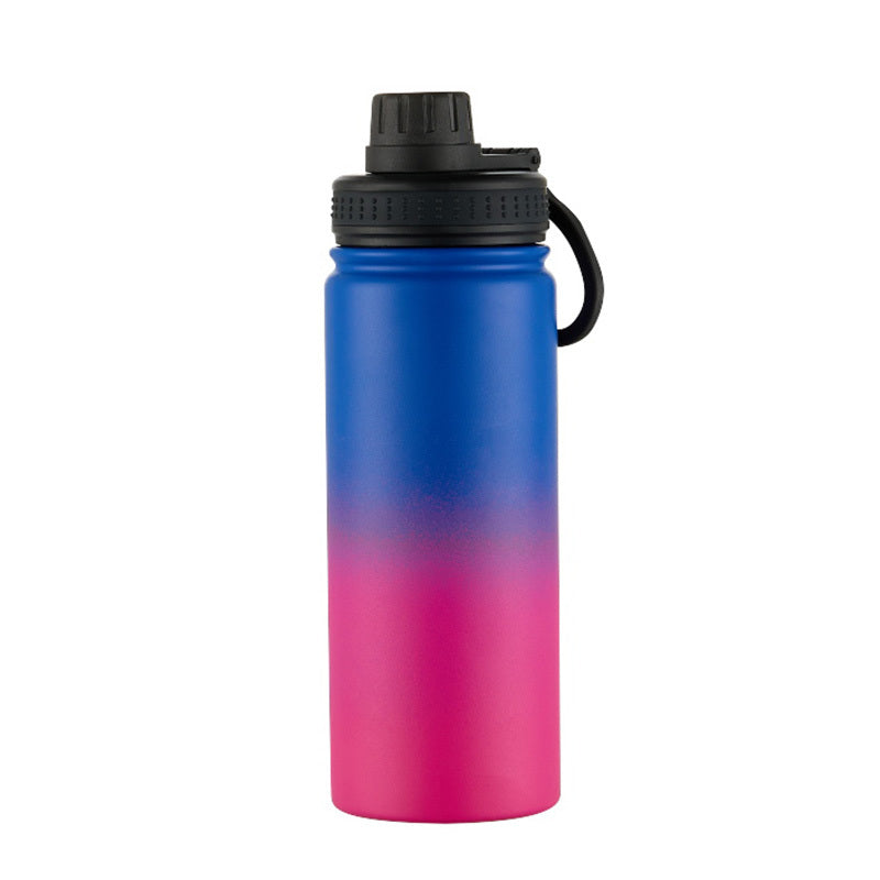 1pc Insulated Water Bottle, 18 Oz Stainless Steel Double Wall Vacuum Wide Mouth Sport Bottle With Leakproof Spout Lid