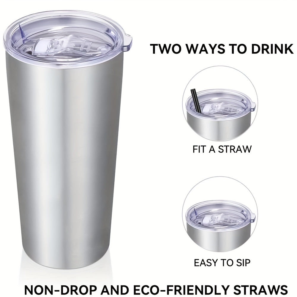 1pc 20oz Tumbler With Lid, Stainless Steel Water Mug With Lid, Double Wall Insulated Coffee Cup, Home, Office, Travel