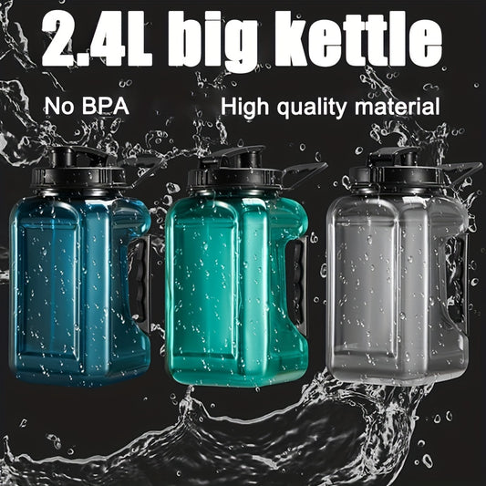1pc Half Gallon Bottled Large Capacity Water Bottle With Handle, Leakproof BPA Free Sports Water Bottles Only For Cold 2.4L 80oz Big Water Cups For Men Women Outdoor Hiking Camping Fitness