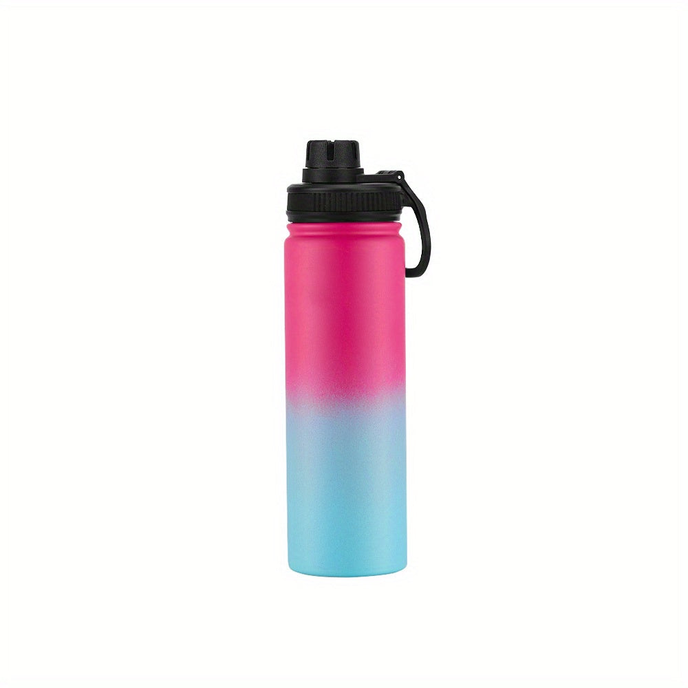 1pc Water Bottle, 22oz Vacuum Insulated Water Bottle, Stainless Steel Hydro Flask, Wide Mouth Water Bottle With Carrying Strap For Fitness Gym Sports School Mountain Climbing Yoga Hiking