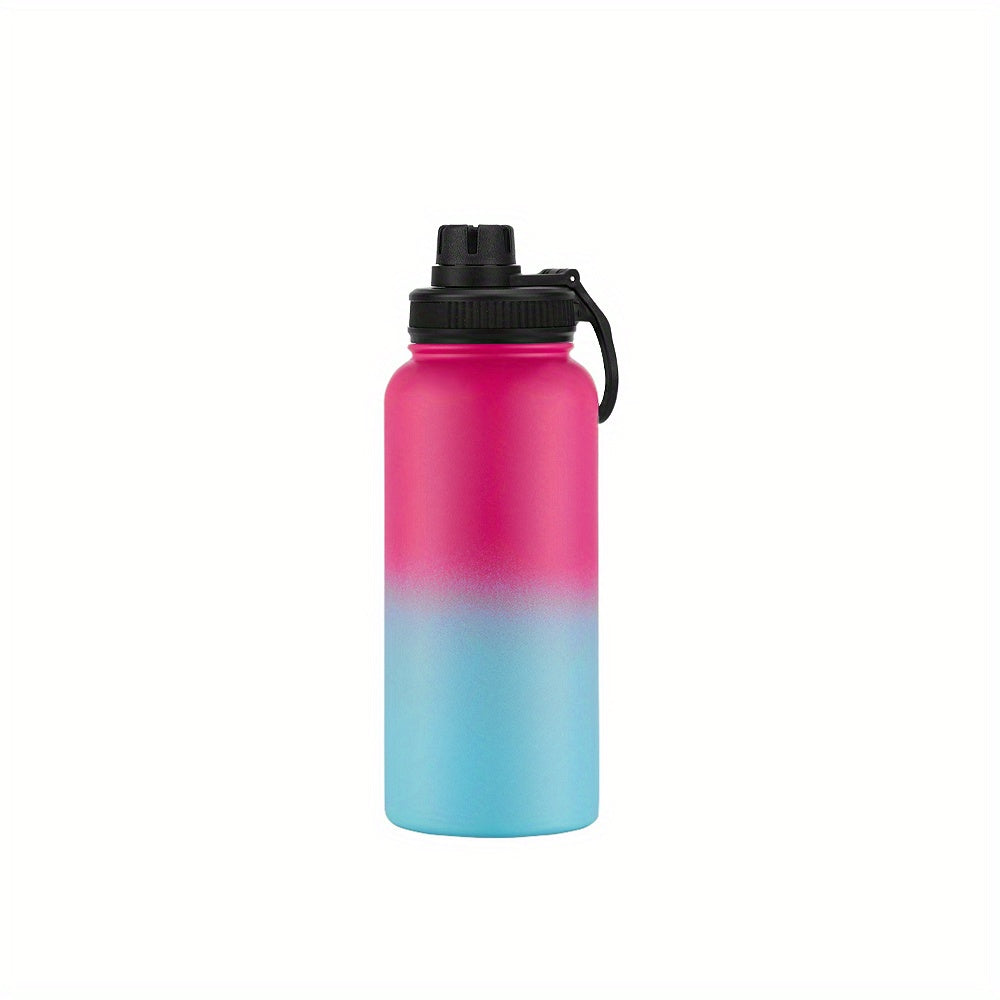 1pc 32oz Water Bottle, Vacuum Insulated Stainless Steel Water Flask With Sport Lid, Leak Proof, Double Walled Travel Thermo Mug, Metal Canteen, Hot Cold Water Bottles