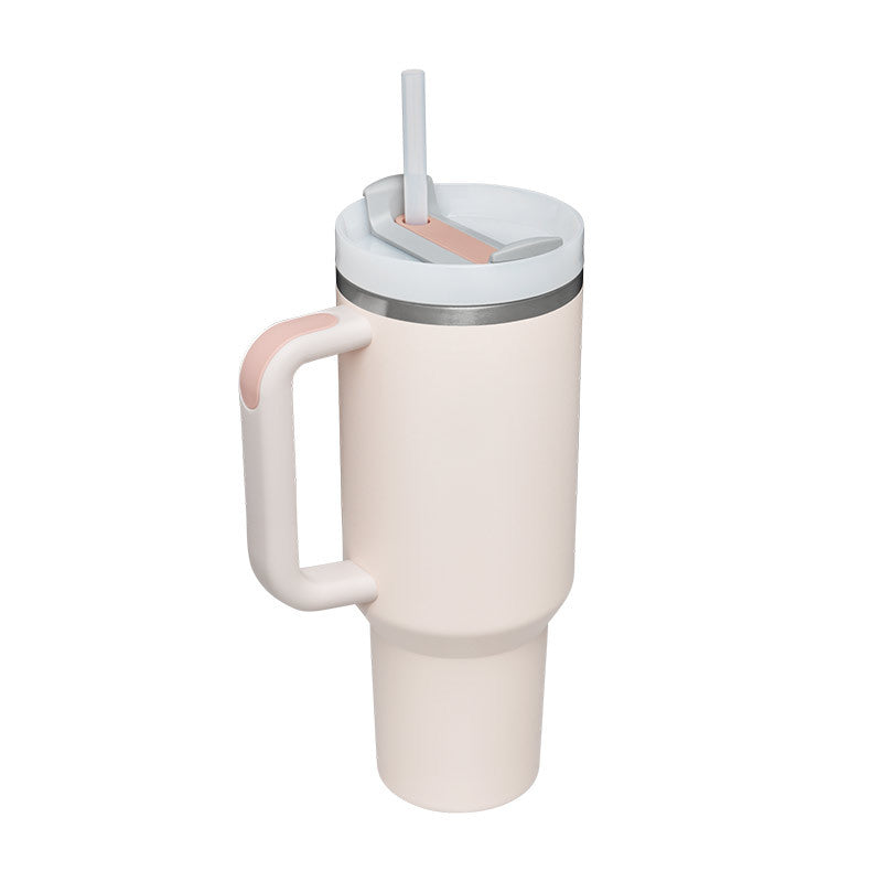 1pc 40oz Tumbler, Reusable Vacuum Quencher Tumbler With Straw, Leak Resistant Lid, Insulated Cup, Maintains Cold, Heat, And Ice For Hours