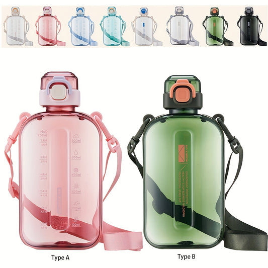 25OZ\u002F750ml Water Bottle With Hanging Rope, Portable Large-capacity Plastic Leakproof Sports Water Cup For Outdoor Fitness Running Camping Hiking