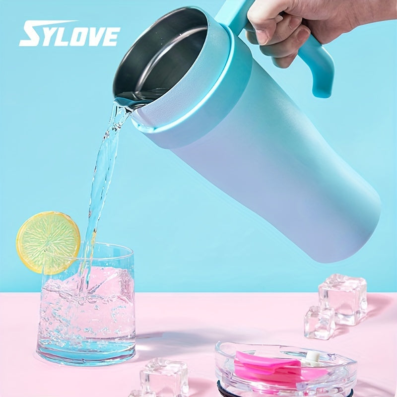 SYLOVE 40oz Large Capacity Water Bottle, Stainless Steel Thermos Cup Tumbler For Men Women Outdoor Camping Hiking Driving Travel