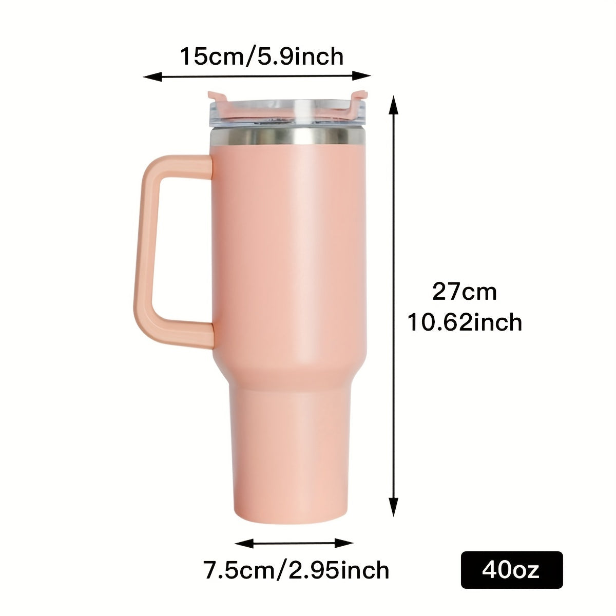 1pc Reusable Vacuum Tumbler With Straw, 40oz Insulated Tumbler With Lid And Straws, Stainless Steel Double Vacuum Leak Proof Coffee Tumbler With Handle, Teacher Appreciation Gifts