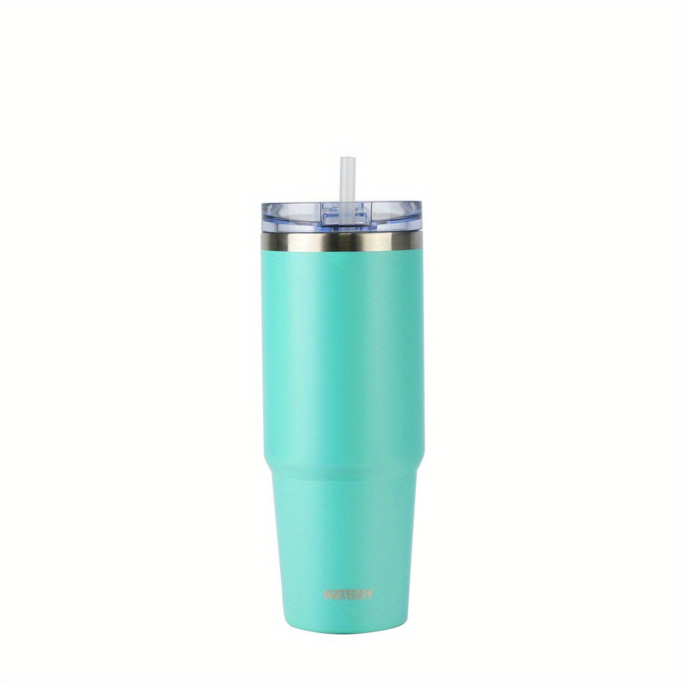 1pc Tumbler With Lid And Straw 30oz, Stainless Steel Insulated Tumbler Coffee Cup, Durable Double Wall Vacuum Travel Coffee Mug Thermal For Hot And Cold Drinks, Drinkware