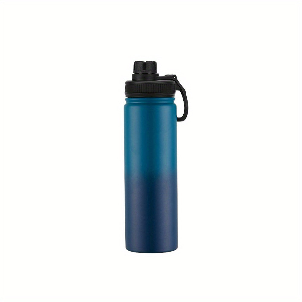 1pc Water Bottle, 22oz Vacuum Insulated Water Bottle, Stainless Steel Hydro Flask, Wide Mouth Water Bottle With Carrying Strap For Fitness Gym Sports School Mountain Climbing Yoga Hiking
