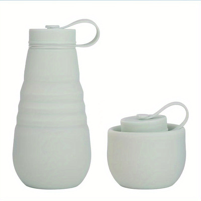 Collapsible Water Bottle , 17.6oz \u002F 500ml Leakproof Reusable Silicone Travel Cup For Hot And Cold Drinks, Microwave And Dishwasher Safe