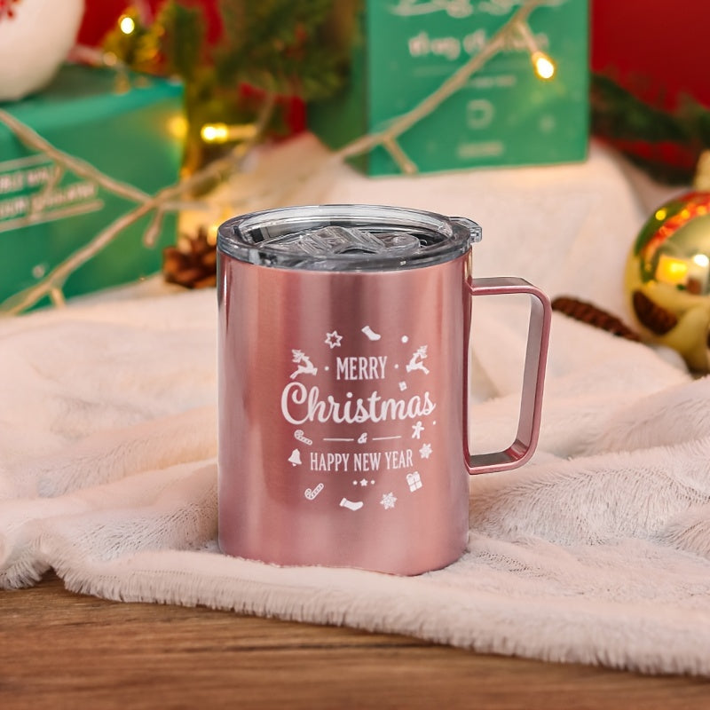 1pc, 12oz Stainless Steel Insulated Coffee Mug Cups With Handle Double Wall Vacuum Travel Cup Christmas Mug
