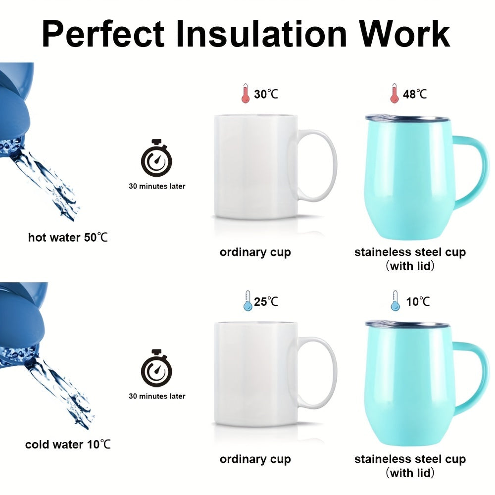 1pc Vacuum Cup - 12oz Insulated Stainless Steel Coffee Mug with Lid and Handle for Hot and Cold Beverages - Perfect Summer Drinkware and Birthday Gift