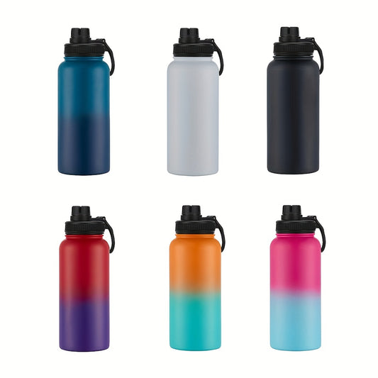 1pc 32oz Water Bottle, Vacuum Insulated Stainless Steel Water Flask With Sport Lid, Leak Proof, Double Walled Travel Thermo Mug, Metal Canteen, Hot Cold Water Bottles