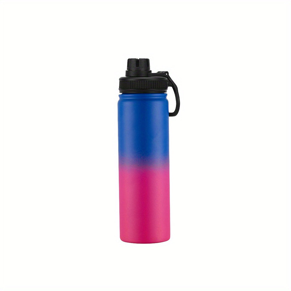 1pc Water Bottle, 22oz Vacuum Insulated Water Bottle, Stainless Steel Hydro Flask, Wide Mouth Water Bottle With Carrying Strap For Fitness Gym Sports School Mountain Climbing Yoga Hiking