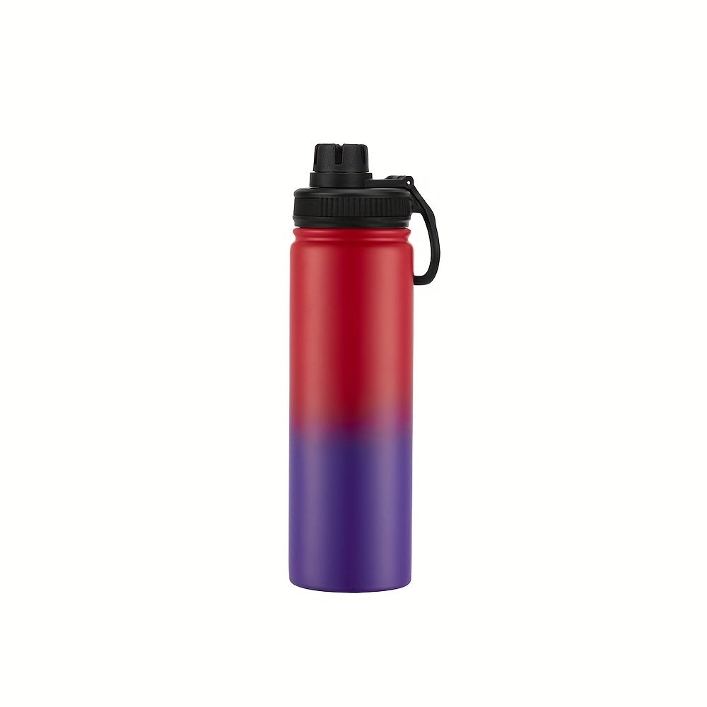 1pc Water Bottle, 22oz Vacuum Insulated Water Bottle, Stainless Steel Hydro Flask, Wide Mouth Water Bottle With Carrying Strap For Fitness Gym Sports School Mountain Climbing Yoga Hiking