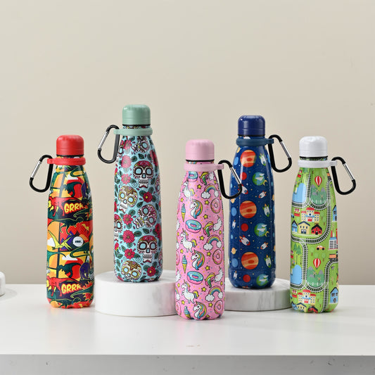 17oz Cola Bottle Double Walled Stainless Steel Vacuum Insulated Flask With Shackle 24 Hours Hot And Cold Vacuum Cup With Cover, Outdoor Water Bottle Food Grade, Leak-Proo